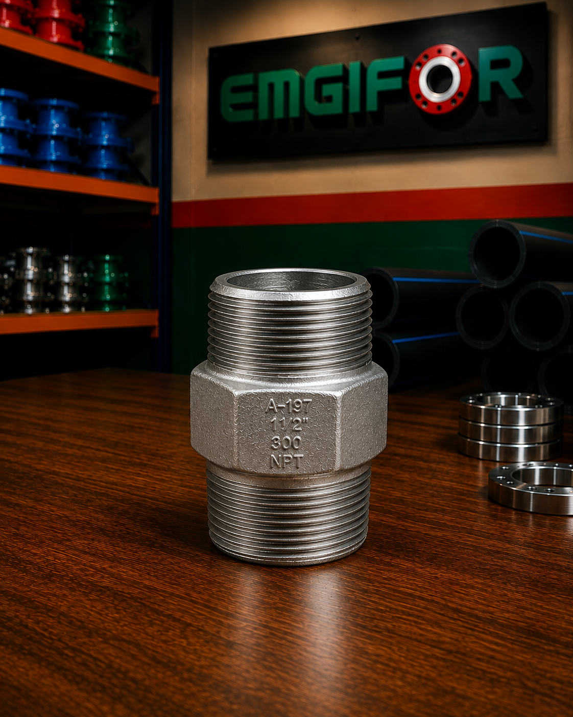 NIPLE TUERCA VARIO A-197 Galv. Clase 300 NPT 1.1/2"